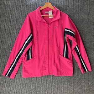 Vintage Nike Women LT Track Jacket Full Zip Athletic Pink Stripe Y2K Sporty Chic